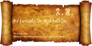 Kristyán Miklós névjegykártya